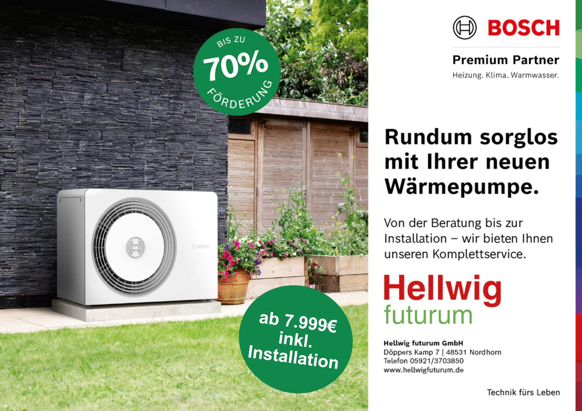 Moderne Bosch Wärmepumpe für Heizung und Wärme von Hellwig futurum
